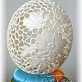 Strusie jajko, ażurowa pisanka, strusia wydmuszka, rzeźba na jajku , egg carving